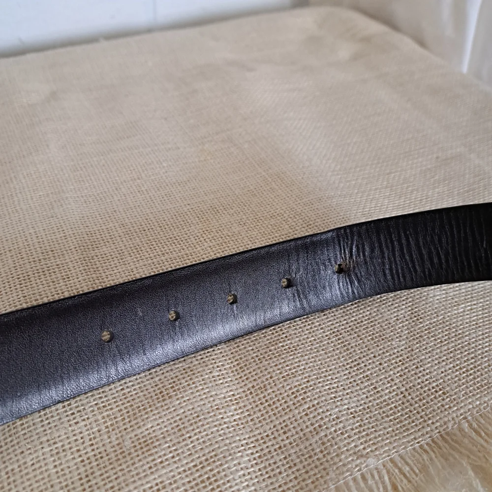 Jos A Bank Brown Ribbed Leather Dress Business Belt Silver Buckle Sz36